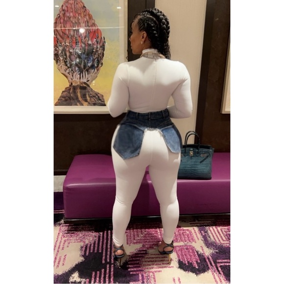 Denim Wrap with pearl chain - Picture 4 of 6